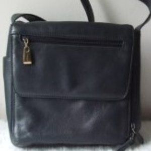 Aurielle Black Leather Shoulder, Cross Body Purse